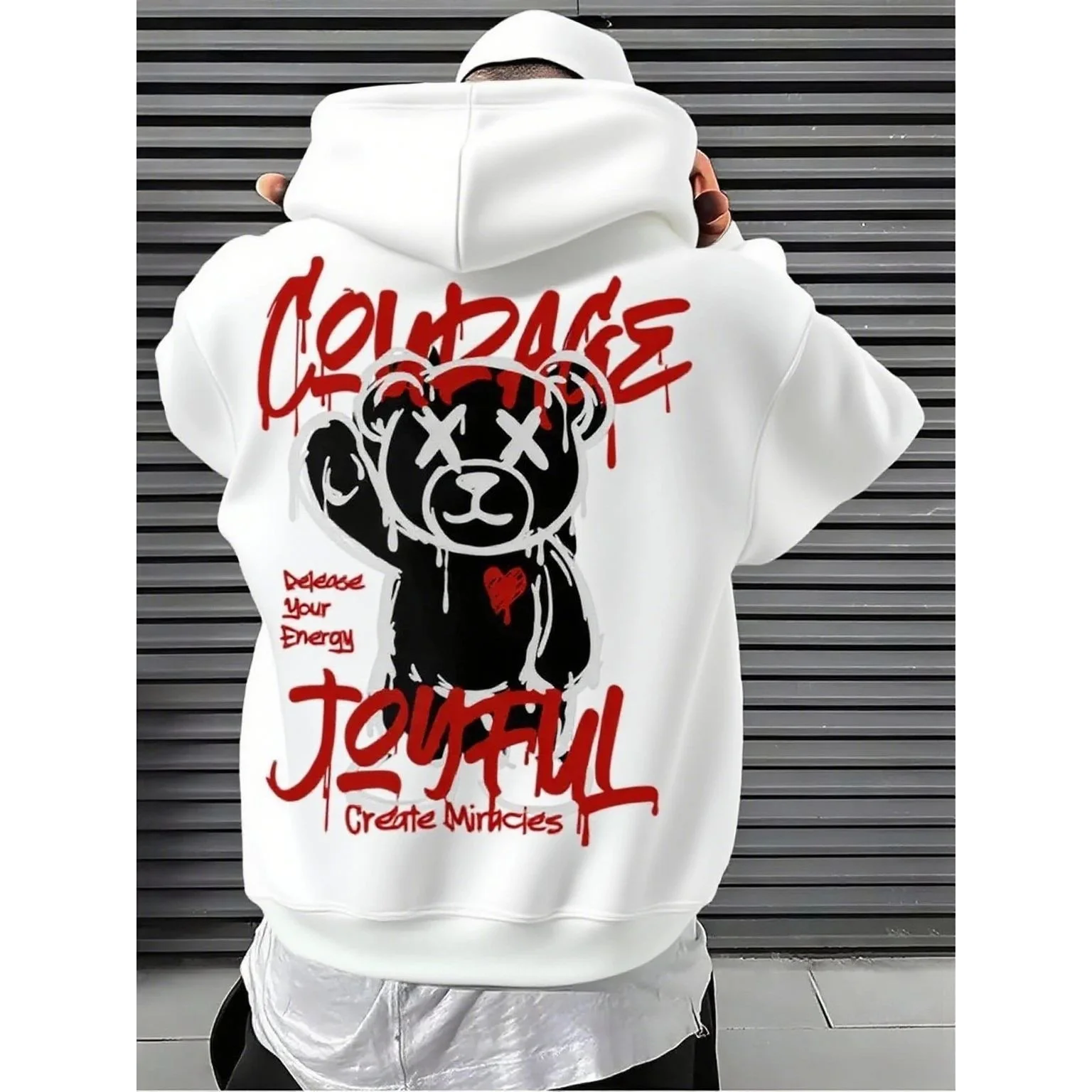 

Хлопковая толстовка с принтом White Bear Aphic для женщин, осенне-зимняя, из чистого хлопка, удобная посадка, повседневная уличная одежда