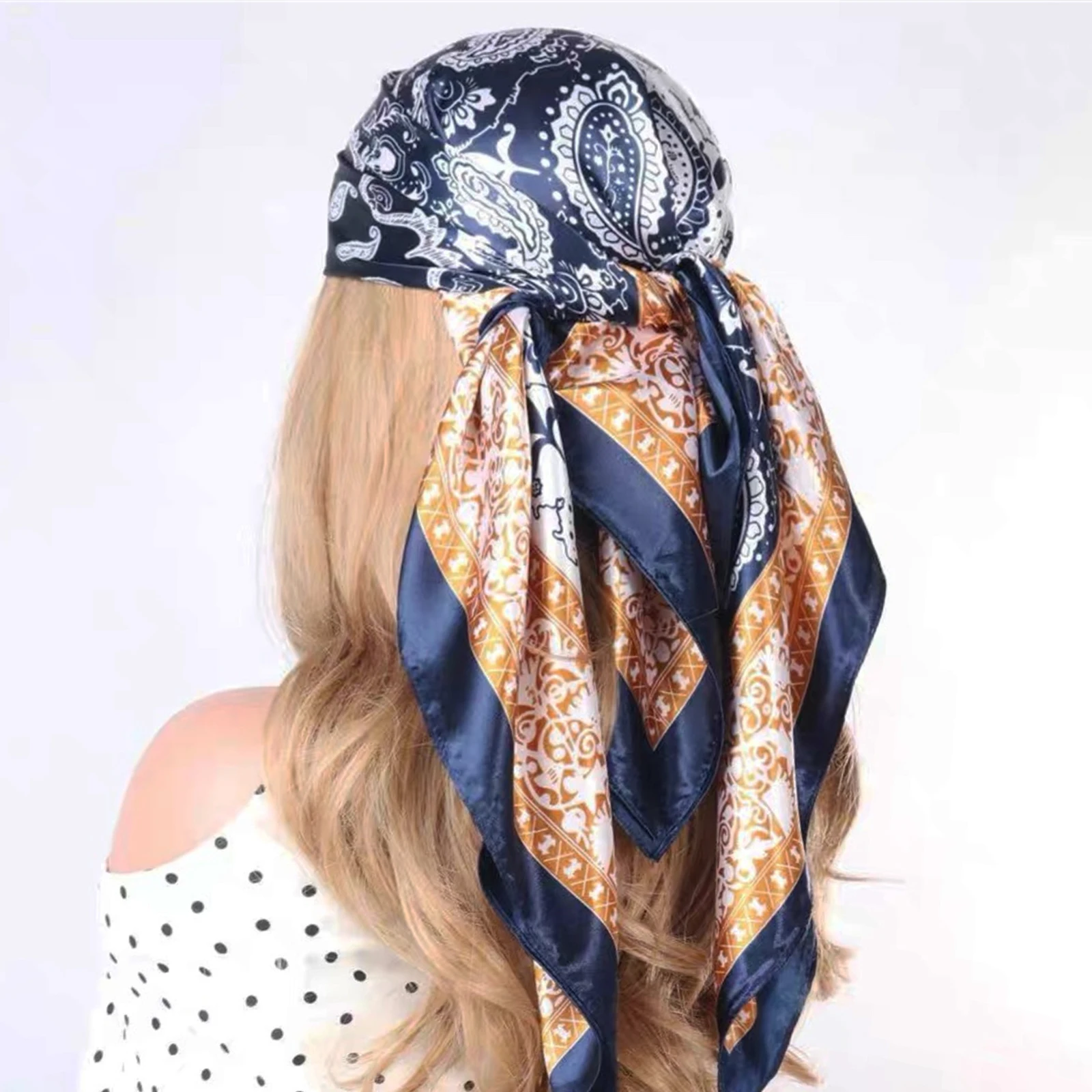 90*90cm fashion Silk Scarves Women Foulard Square head office Lady Shawl wrap muffler pareo Bandanna female chiffon hijab girl