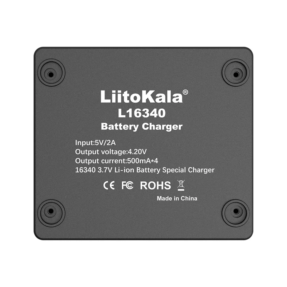 LiitoKala Lii-L16340 Rechargeable Battery Charger 4Slot For 3.7V 16340 CR123A CR17335 Batteries+5V Plug