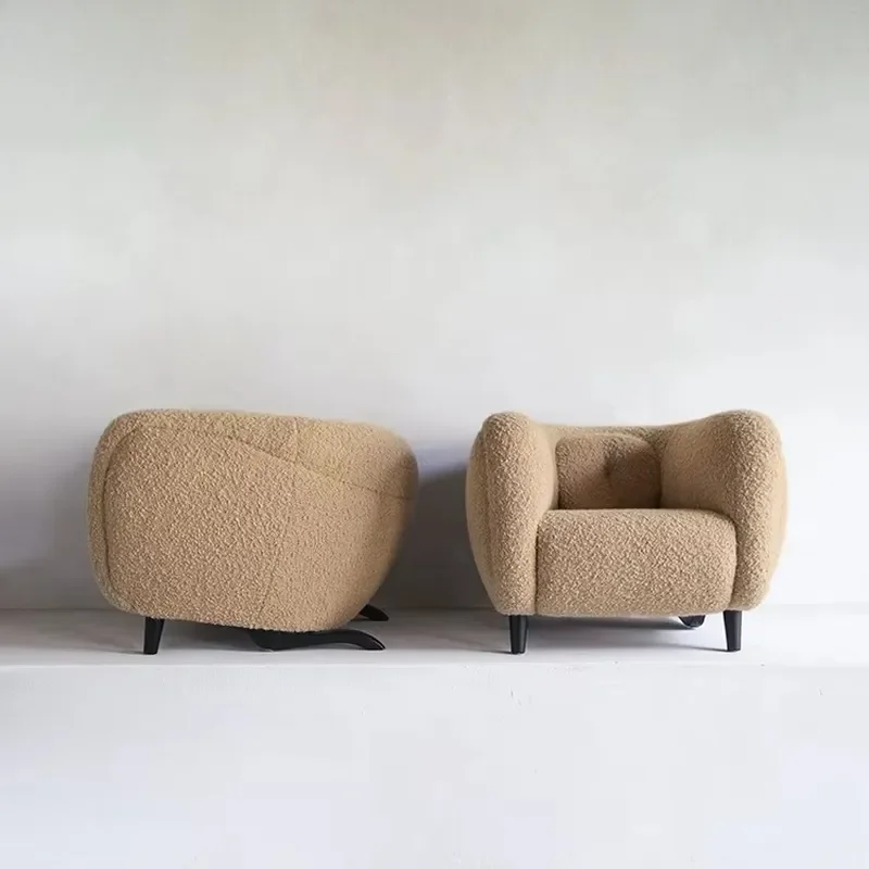 Modern Minimalist Design Single Sofa Chair Leisure Lamb Wool Armchair for Home Office or Bedroom for Hotel Lounge Living Room