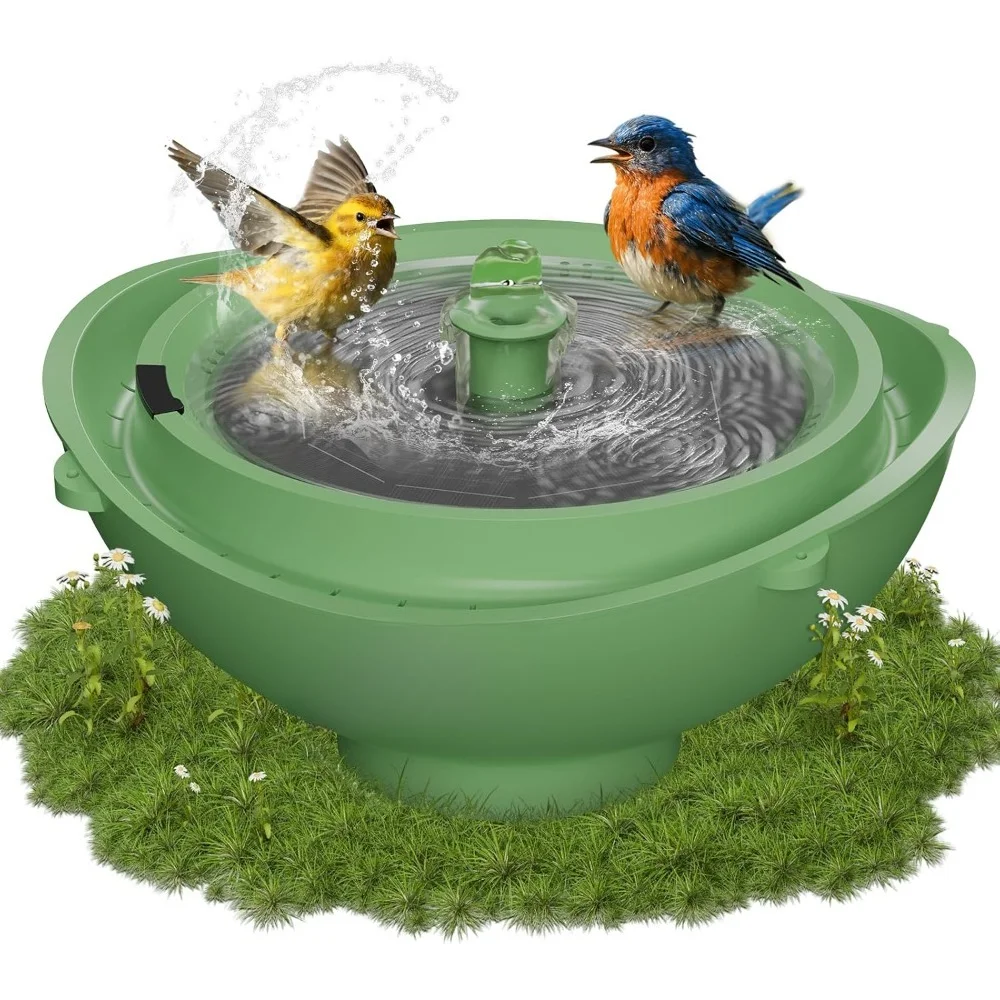 

Фонтан для птичьей поилки на солнечной энергии с резервным аккумулятором, подвесной или отдельно стоящий, садовый декор с 3 насадками, для низкого уровня воды