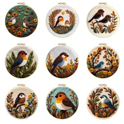 CHENISTORY Wool Felt Kit With Frame Felting Needles Sparrow Animal Wool Felt Tool DIY Handwork Wool Felting Painting Home Decor
