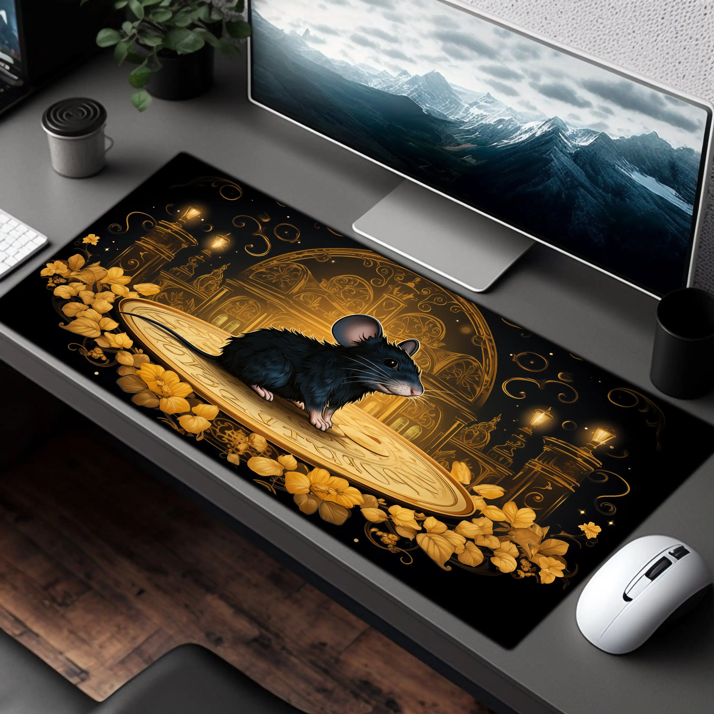 

Fancy Mouse Pattern Art Desk Mat，suitable for Home Office,XXL Minimalist Office Decoration Mat,the Perfect Gift for Her and Him.