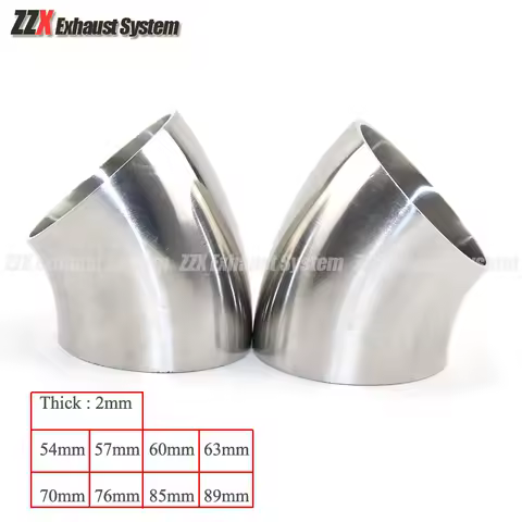 OD 54mm 57mm 60mm 63mm 70mm 76mm 85mm 89mm304 Stainless steel 45 degree elbow Flange for automobile exhaust pipe connection