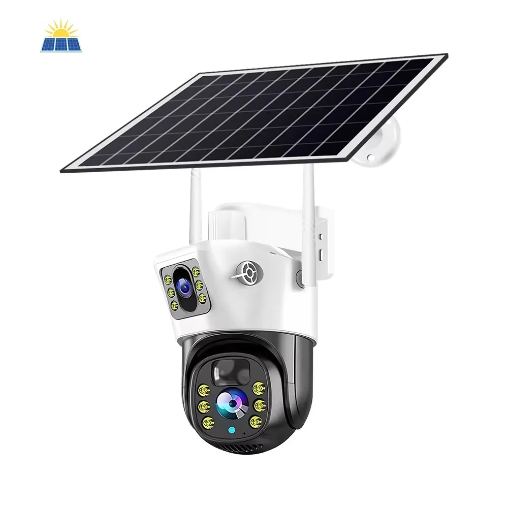 

Dual Lens 4G Outdoor Solar Security WIFI Camera Auto Tracking 4MP Waterproof Solar Battery PTZ Camera