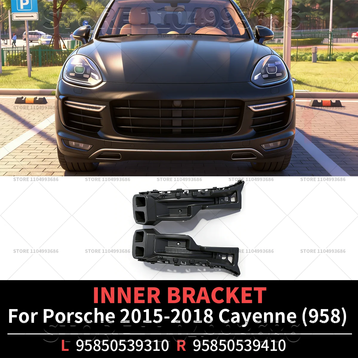 

Для Porsche 2015 2016 2017 2018 Cayenne Diesel S Turbo GTS Turbo S (958) Внутренний кронштейн переднего бампера OEM 95850539310 95850539410