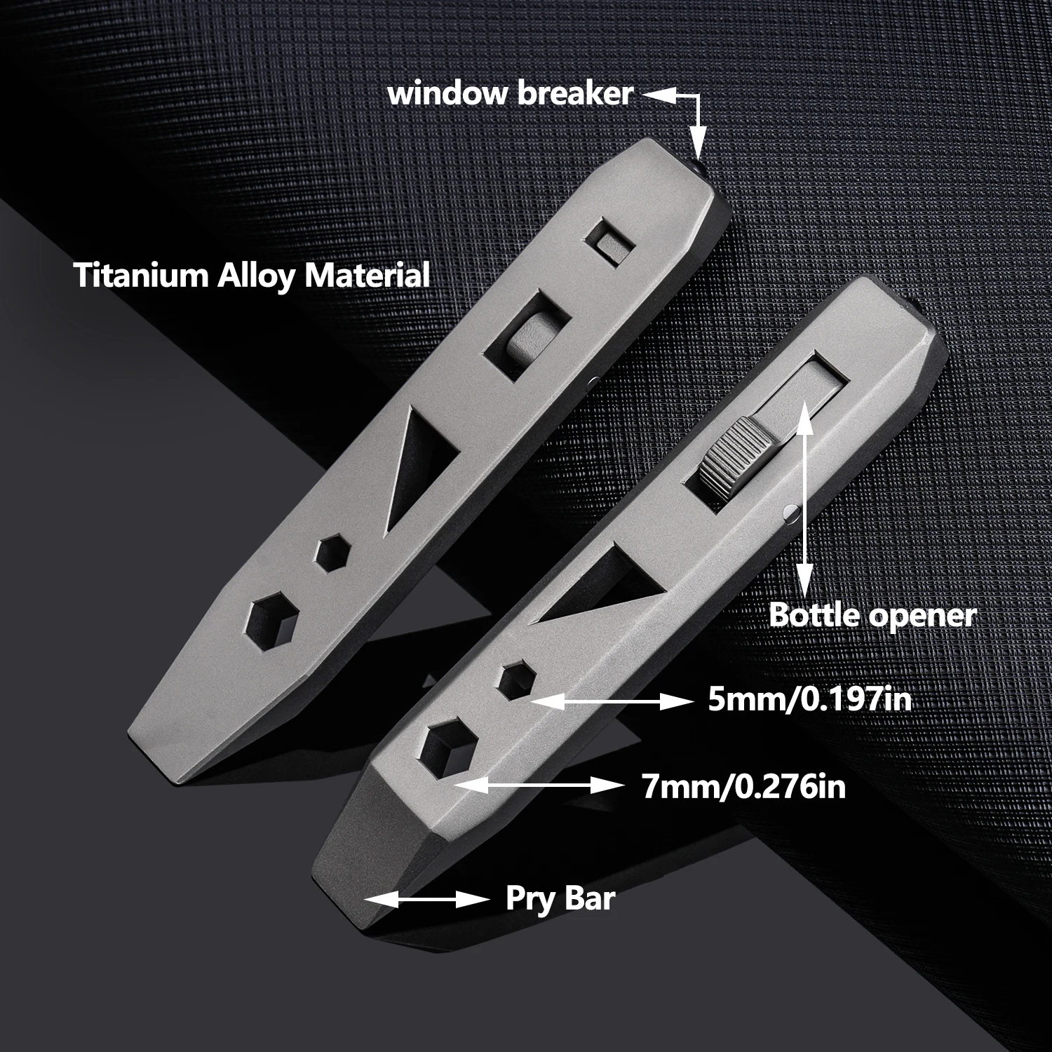 TGZUO CNC التيتانيوم قضيب رفع متعدد الوظائف EDC أداة المخل فتاحة الزجاجات معدات التخييم في الهواء الطلق مع نافذة الكسارة جديد رمادي