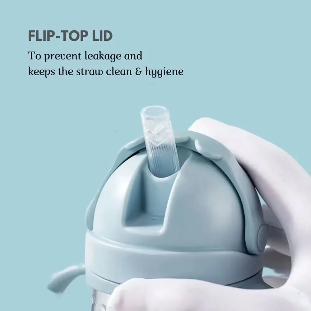 แก้วหลอดดูดน้ำ 250 มล. ขวดน้ำลายการ์ตูนน่ารัก ขวดน้ำเด็ก ขวดน้ำลายสัตว์ แก้วหัดดื่มสำหรับเด็กชายและเด็กหญิง แก้วน้ำแบบคว่ำ