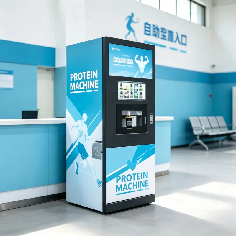 Touchscreen Operated Outdoor Protein Shake Vending Machine, Custom New Condition Compressor Cooling System for Fitness Gym Use