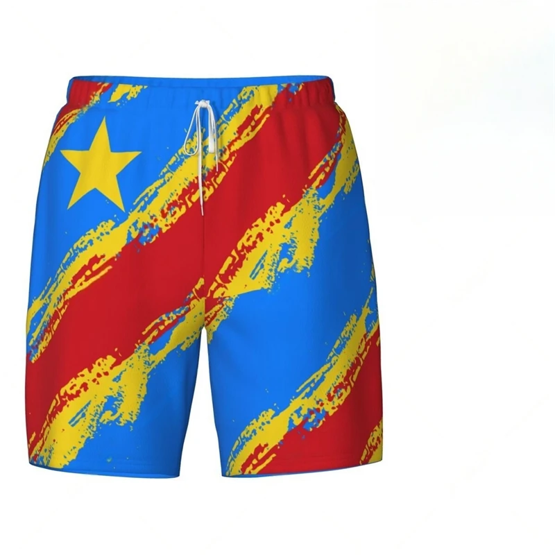 Fashion Democratic Republic Of Congo Flag Beach Shorts Summer Casual Men Women 3D Printed Short Pants Loose Quick Dry Swim Trunk