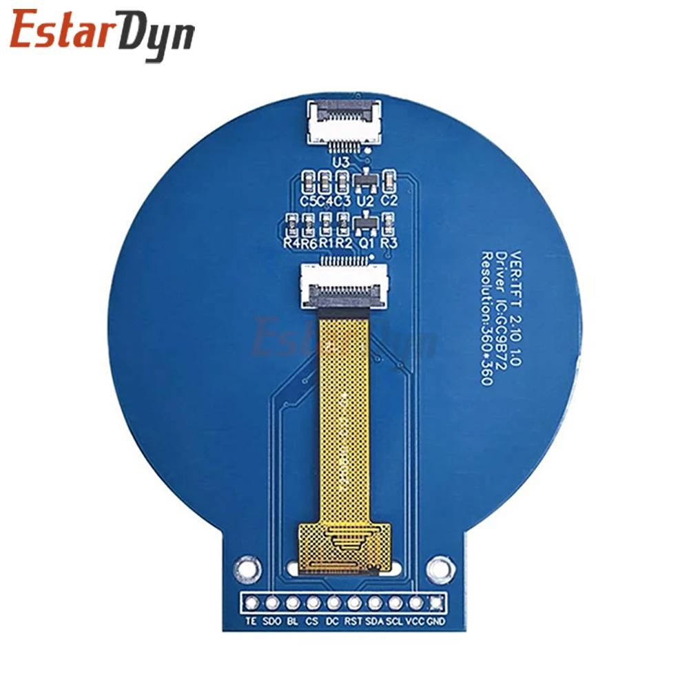 Estardyn 2.1-inch TFT LCD Screen GC9B72 Small-Screen 360x360 Display LCD Color Screen SPI Round Screen