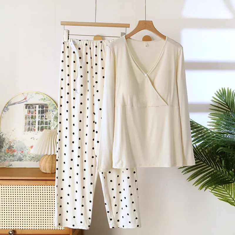 Modal Maternity Wear Pregnant Clothes Long Sleeve Women's Pajamas For Pregnant Women Pregnant Homewear Pregnancy Pyjama