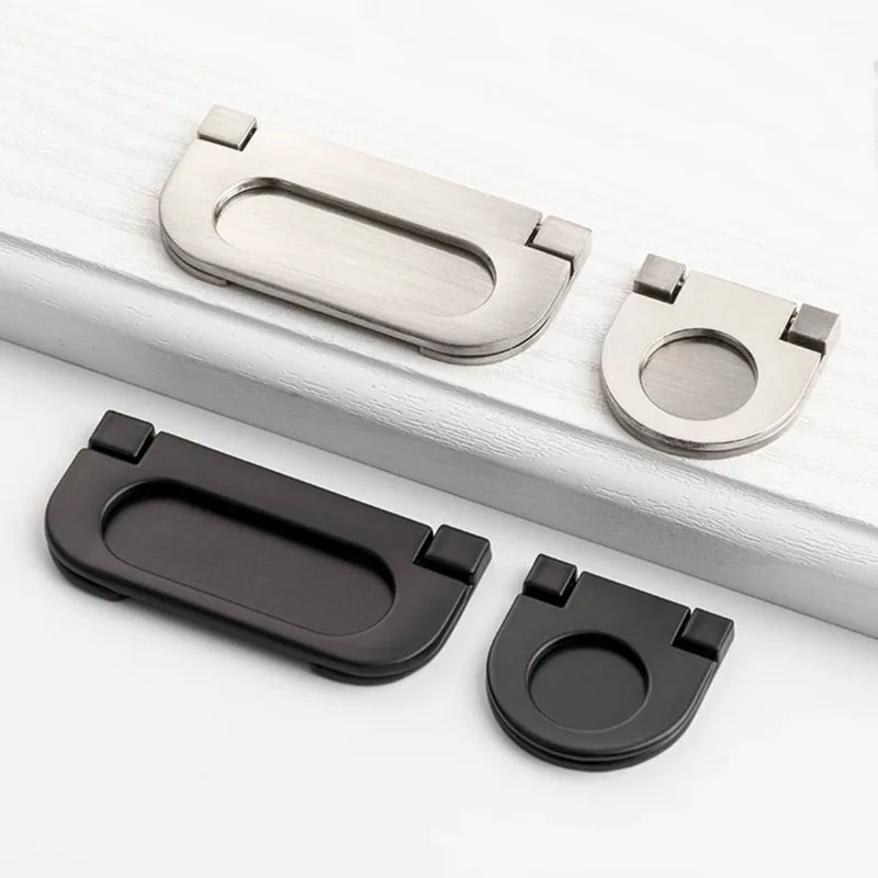 Modern round Flip Handle For Open Cabinet Sub Door Drawer - Invisible Concealed Small Pull Ring - Simple Design Kitchen Bathroom