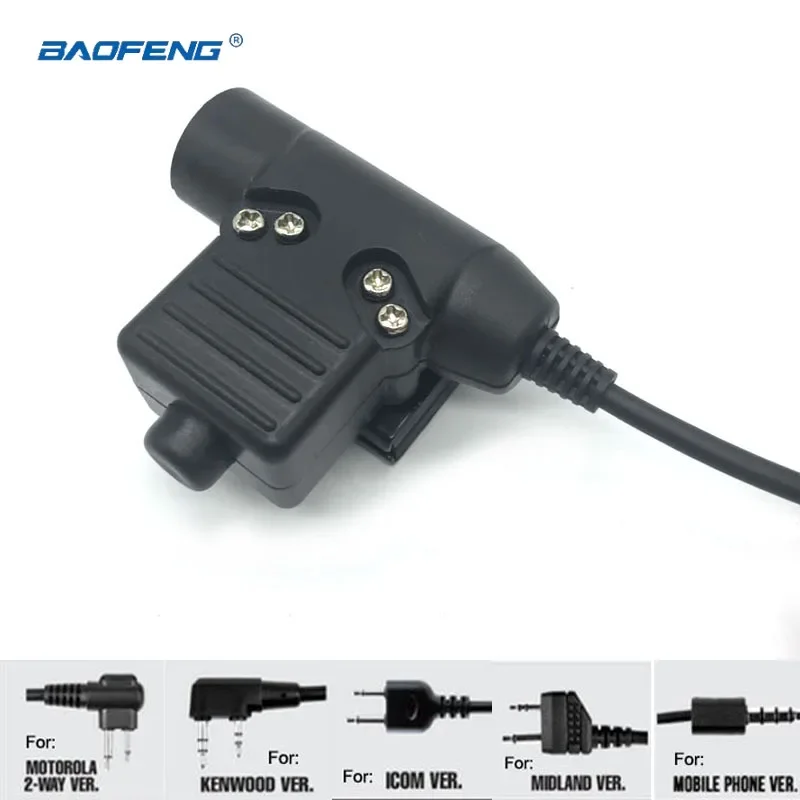 BAOFENG-Adaptateur de câble militaire U94 PTT Z113, version standard pour talkie-walperforé Motorola MendTYT ICOM Baofeng, accessoires