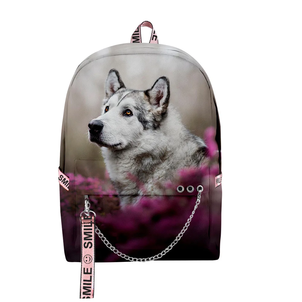 Hip Hop Popular Funny Husky Student School Bags Unisex 3D Print Oxford Waterproof Notebook multifunction Travel Backpacks