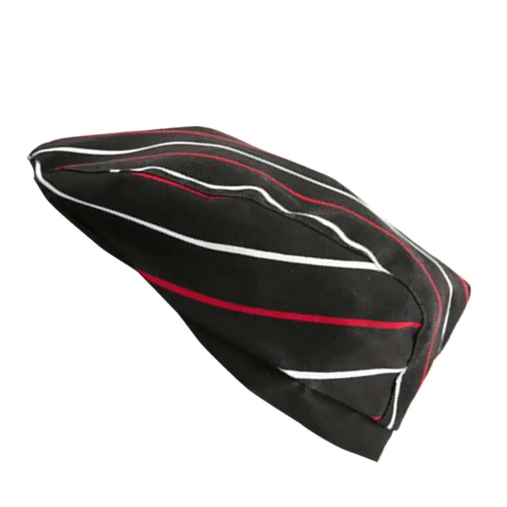 

Chef Hat Catering Baker Cook Duckbill Beret Golf Cap Red Black Stripes