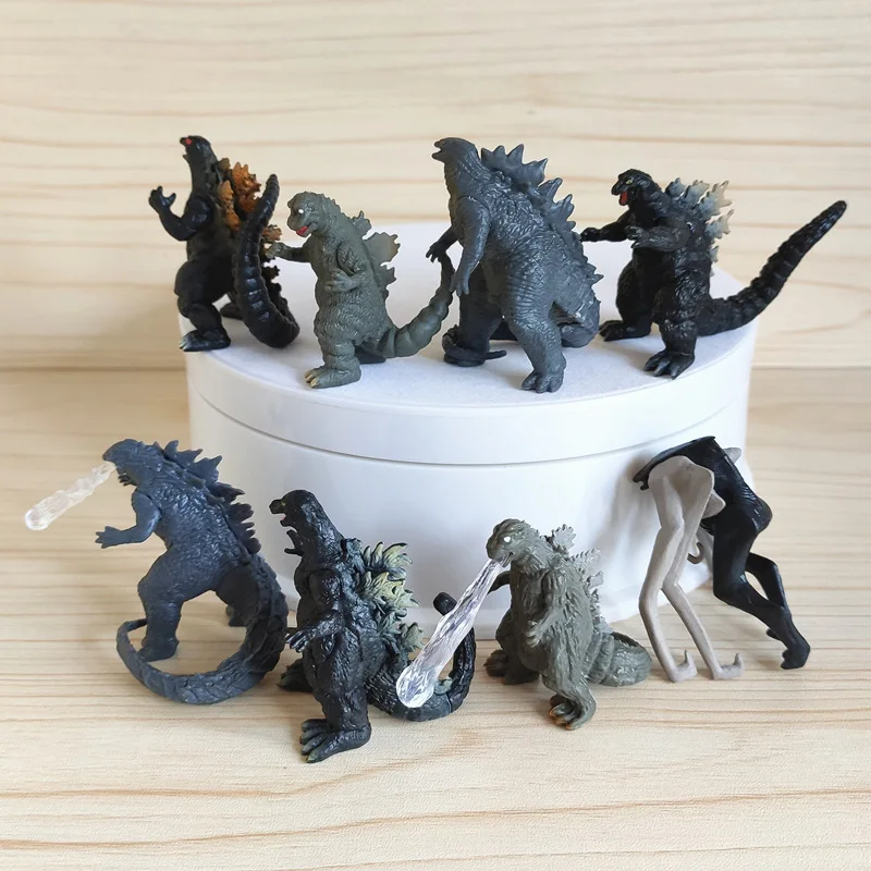 New 8pcs/set 5CM Q Version Godzilla Action Figures Pvc dinosaur Model Statue Monsters ornaments Doll Toys Collection Gifts