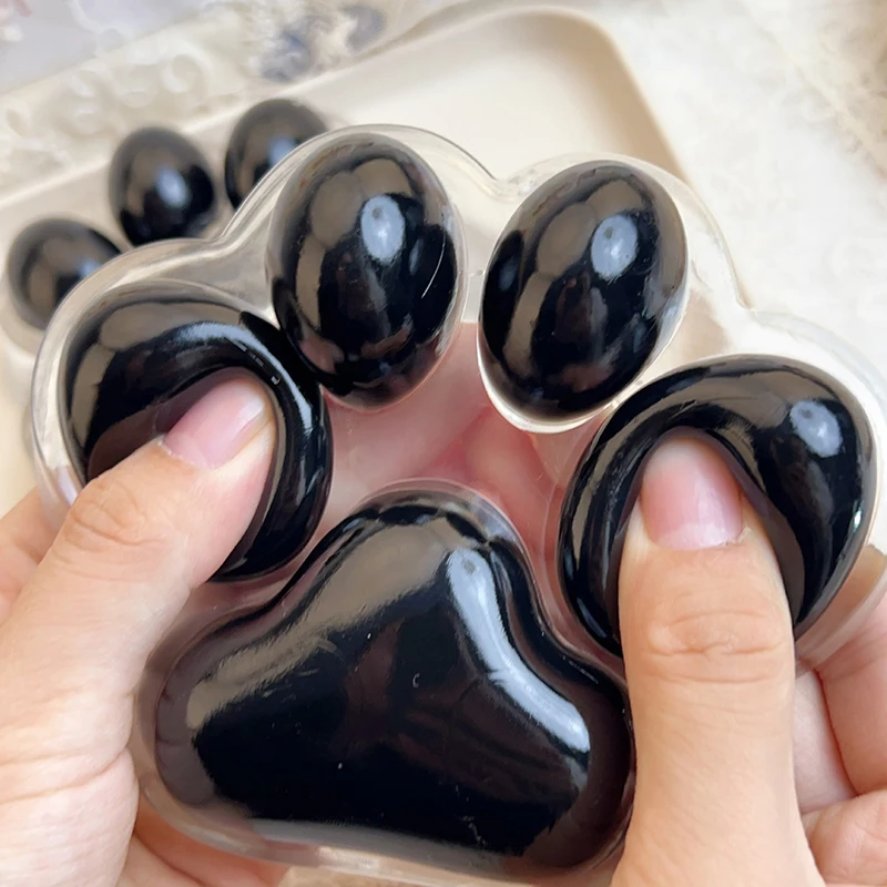 ✰✪1PC Super Large Transparent Black Cat Paw Slow Rebound Soft Jelly Pinch Decompression Squeeze Toy Anti Stress Release Toys