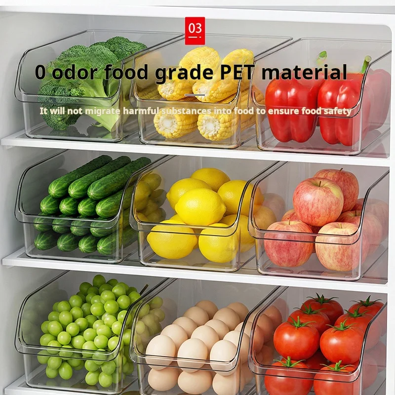 Wide Clear Storage Bin, Open Front Organizer Box, Kitchen Pantry Refrigerator Cabinet Drawer Organizer for Fruits, Vegetables, Snacks, Cosmetics and Household Items