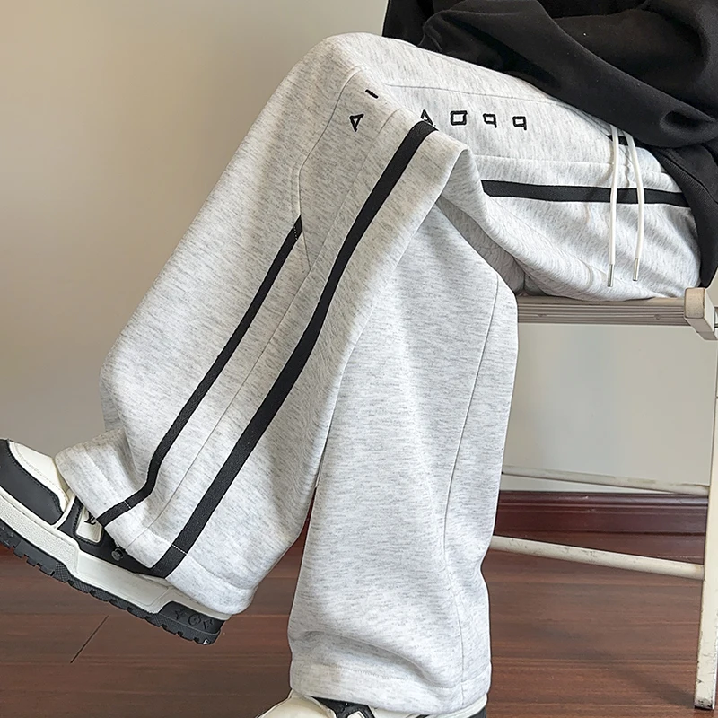 Fashion Sports Pants Japanese Style Spliced Striped Drawstring Tie Leg wide Leg Pants Harajuk Mens Harem Pants