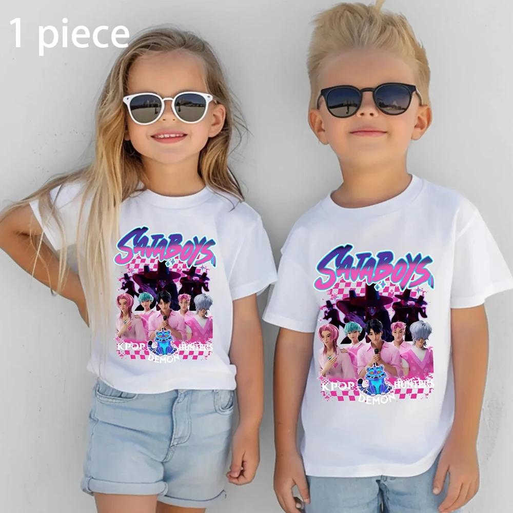 

Saja Boys Band Kids Shirt Kpop Demon Hunters Movie Boy Girls Shirt Y2K Fashionable Casual Breathable Comfortable Sports T-shirt