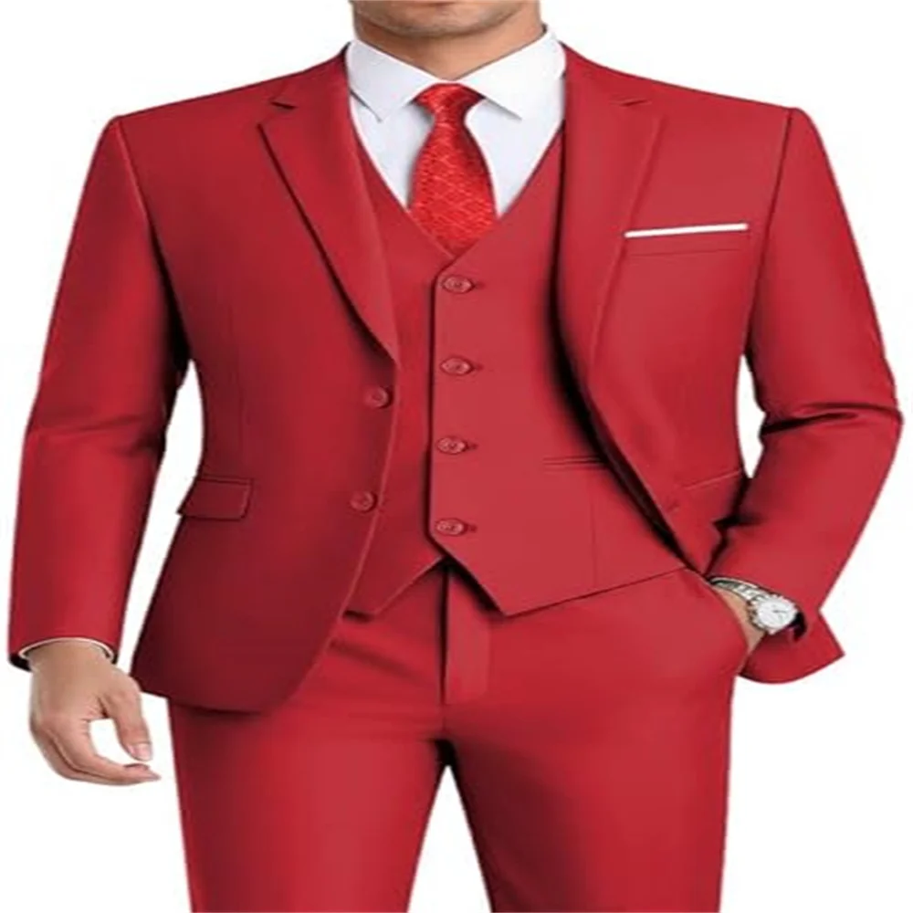 

Men's 3-Piece Slim Fit Suit Set-2-Button Blazer,Vest & Pants-Formal Wedding,Prom,Party & Business Tuxedo