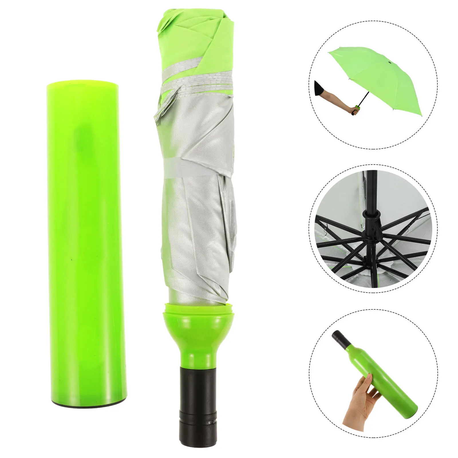 

Wine Bottle-Shaped Umbrella Red Wine Foldable Compact UV Protection Sun Rain Umbrella Travel Camping Storage Waterproof