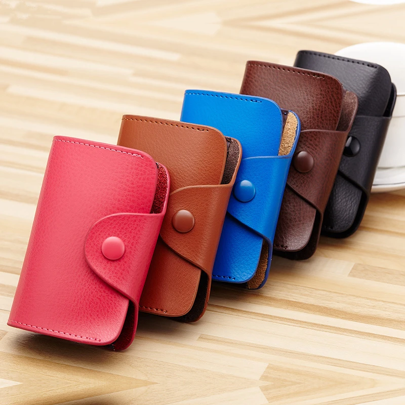 24 Slots PU Leather Card Holder Carteira Solid Color Simple Bank Credit Bus ID Cards Anti Rfid Coin Pouch Purse para Mulheres Homens