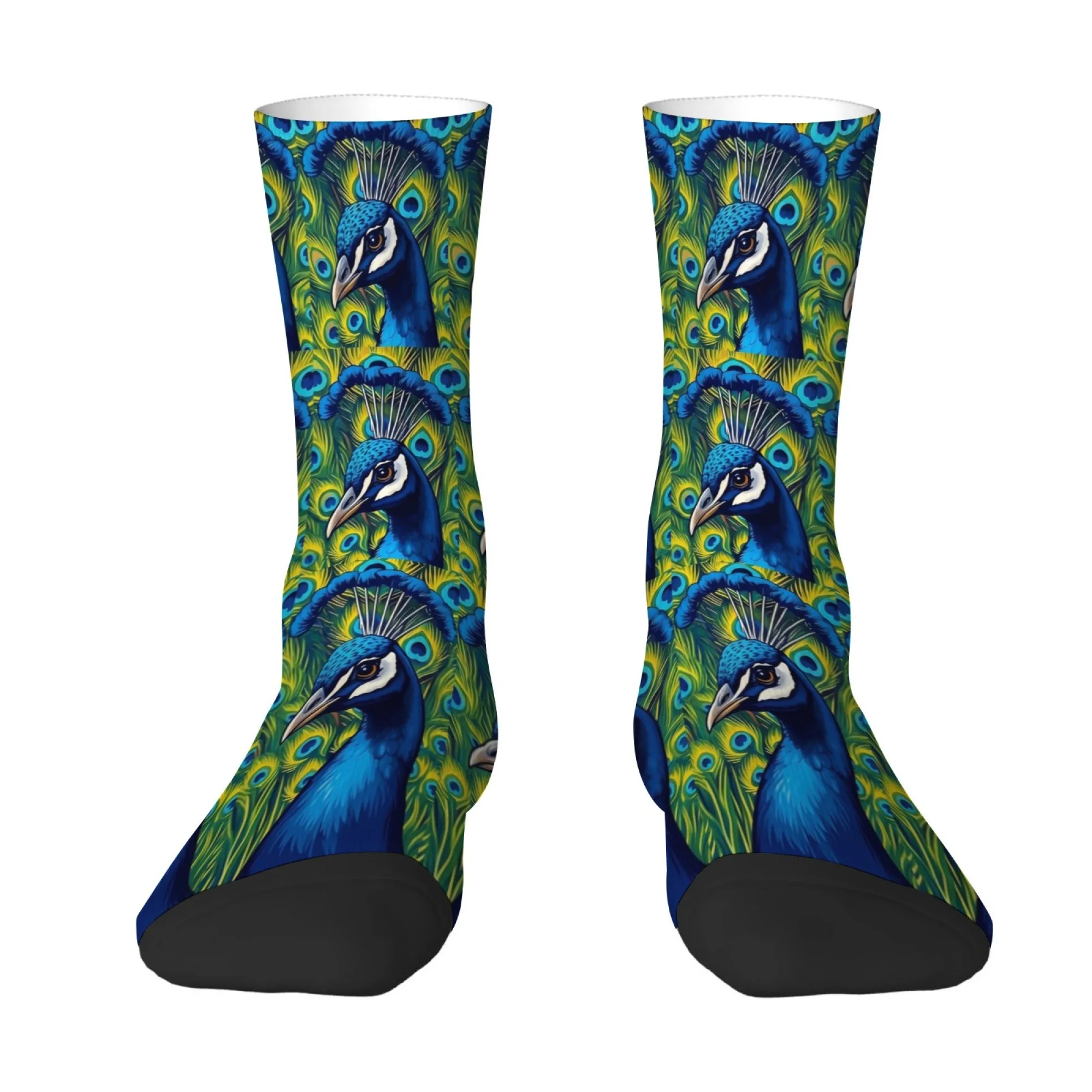 

Retro Fashion Peacock Print Men's Socks Comfortable Soft and Skin-friendly Socks Stylish Retro Street Cycling Sports Socks