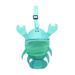 Sand-proof Beach Bag Kids Beach Bag Cartoon Lobster Cute Crab Shaped Mesh Shell Collecting Storage Bags Sand Tools for Toys