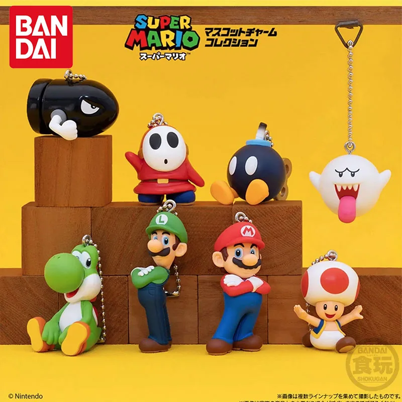 

Подлинная Bandai Shokugan Super Mario Luigi Yoshi Toad, мини-фигурка аниме, брелок, Коллекционная подвеска, чехол, декор, подарки для детей