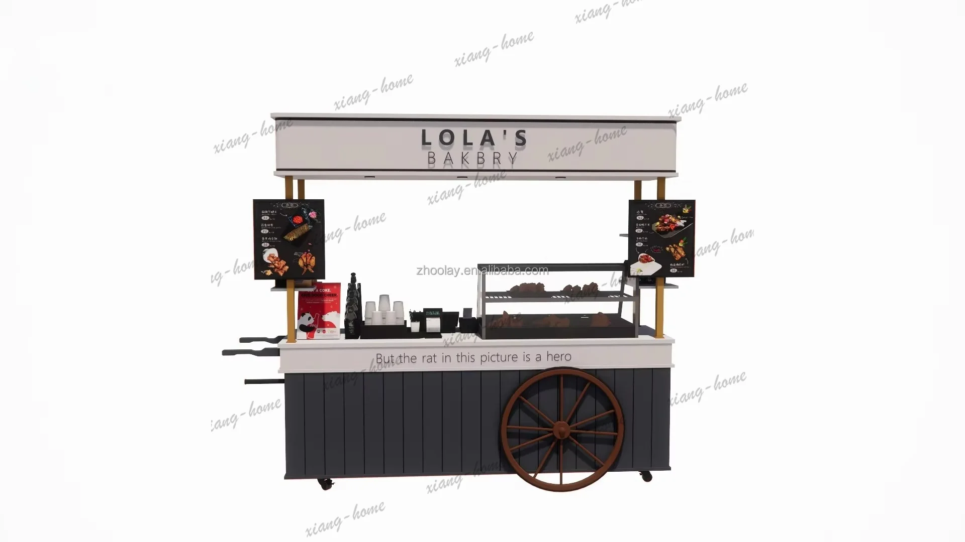 PG custom.Handcart Event Stall Mobile Store & Candy Shop Market Toys Flowers Bread Beverage Stand