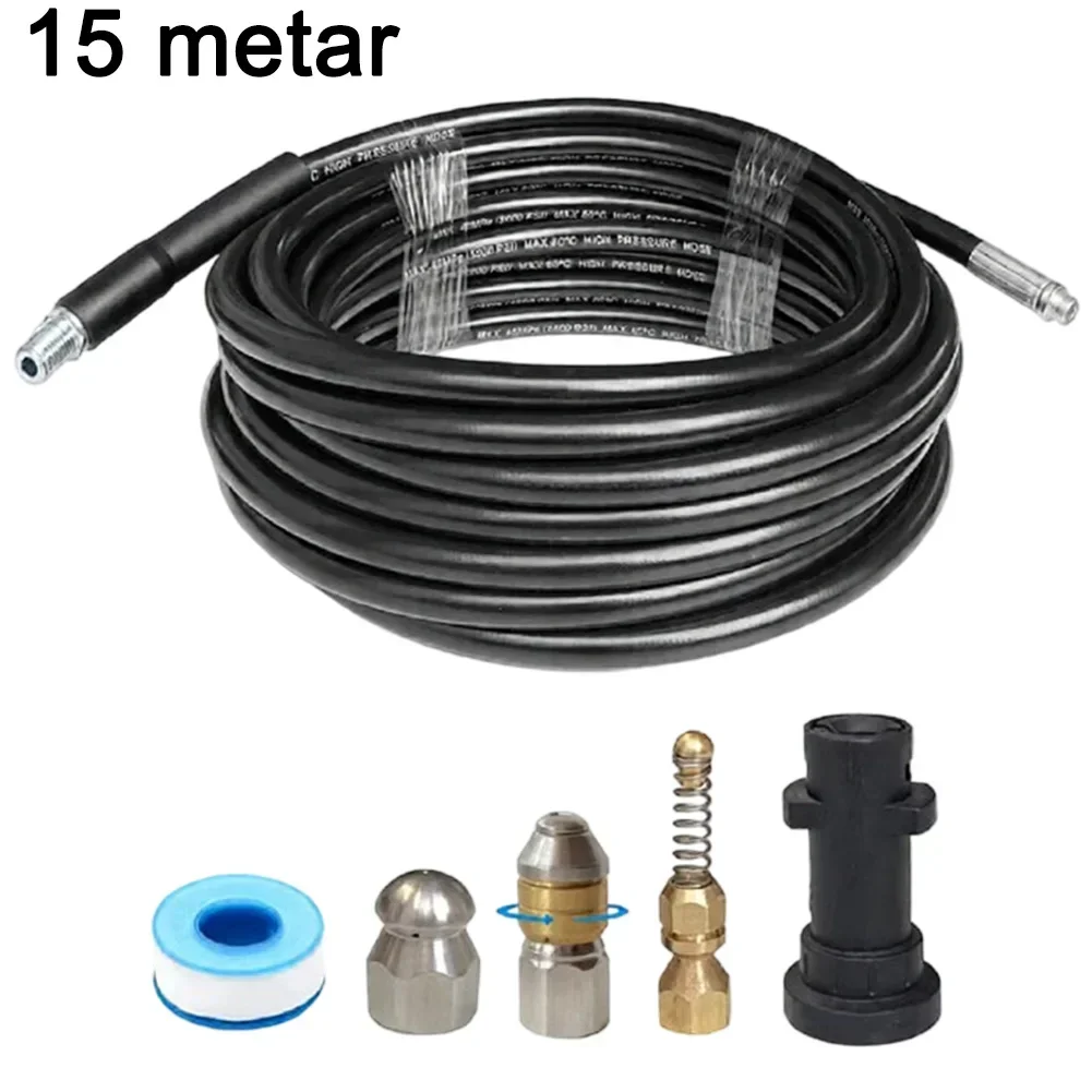 Pressure Washer Hose Pressure Drain Hose Metal And Rubber Construction Flexible Design Easy Transport Cleaning Hose