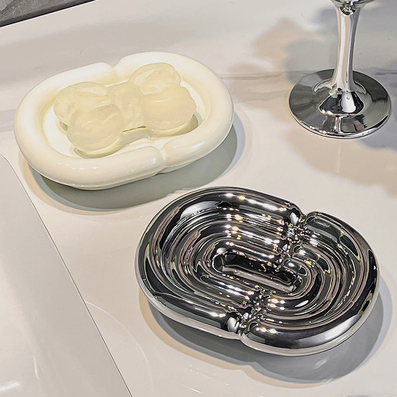 

Легкий роскошный стиль, креативная сливная мыльница, керамика без перфорации, бытовой поднос для мыльницы для ванной комнаты в отеле