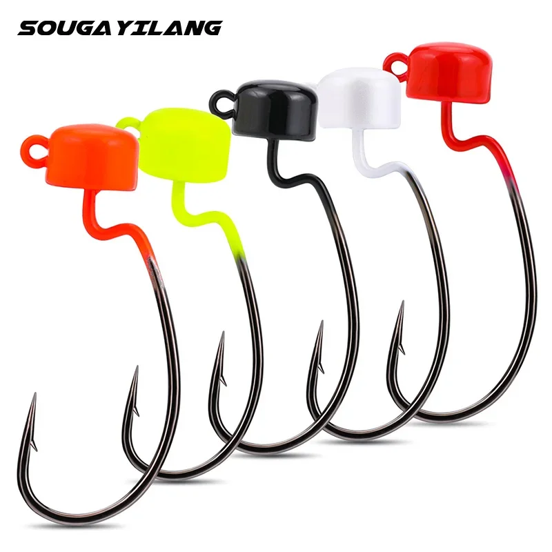 Sougayilang 5Pcs/lot Jig Head Fishing Hook 3.5g 5g Ned Rig Fishhook Soft Worm Lures Mushroom Jig Hooks Bass Trout Fihsing Hooks