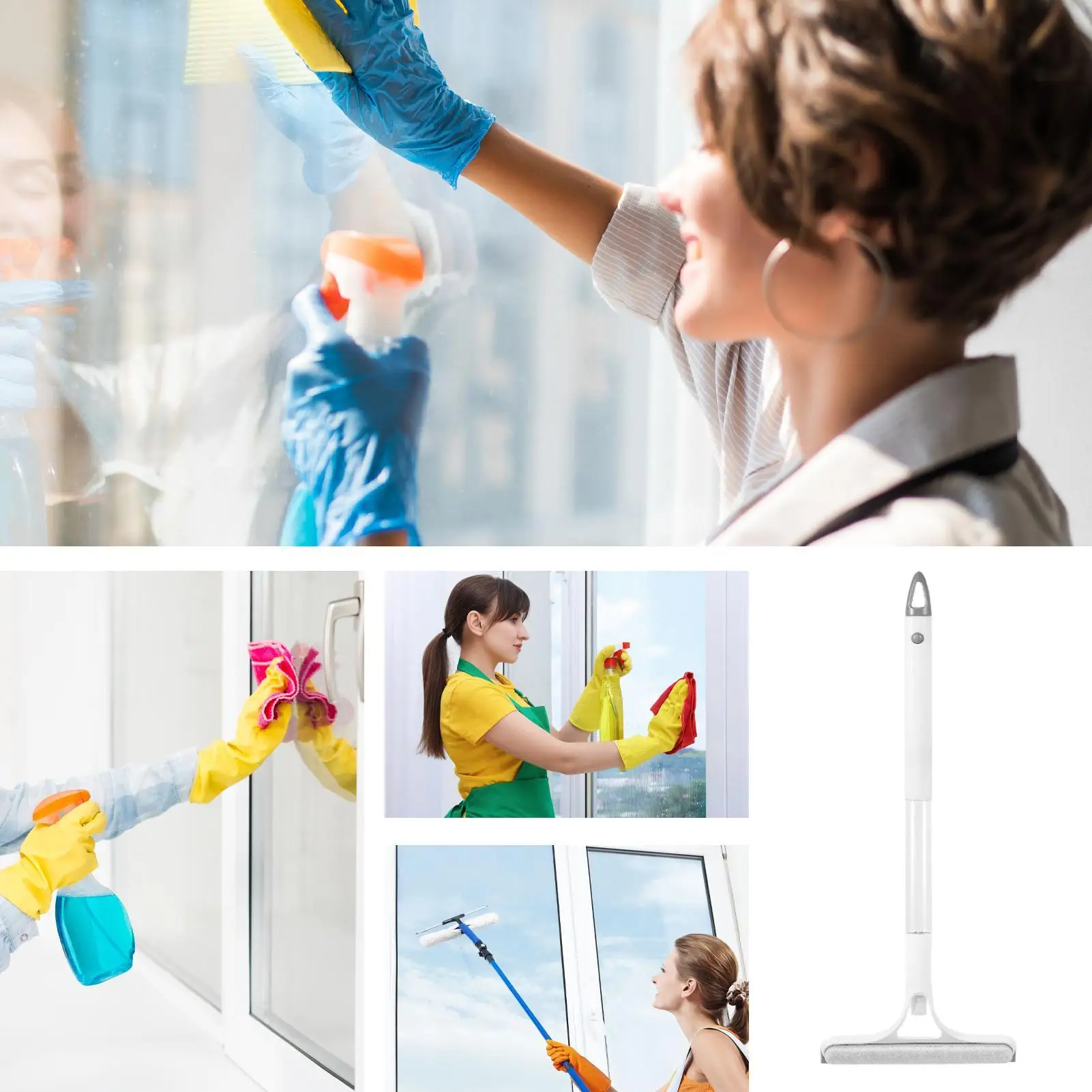 

3in-1 Silicone Shower Squeegee Wiper Hand-held Spray Window Wiper With Nozzle Watering Can Bathroom Mirror Glass Cleaning Tool