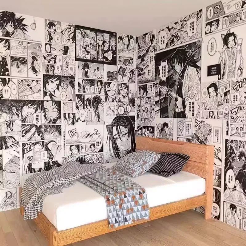 

Anime Ghost Slayer Blade Black and White Comic Selfie Wallpaper One Piece Haikyu Bedroom Decoration Wall Anime Poster Sticker