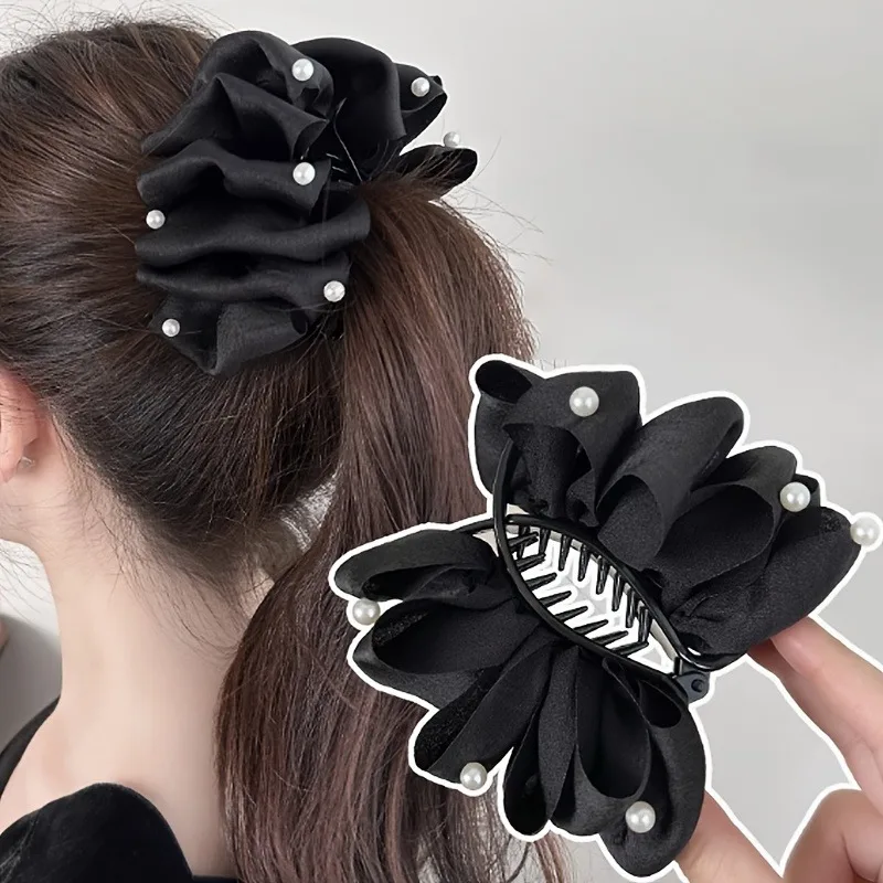 1pc Elegante Blase Haar Clip Nachahmung Perle frauen Pferdeschwanz Haar Shark Clip Mode Vielseitig Haar Zubehör Urlaub Geschenke – Detail 2