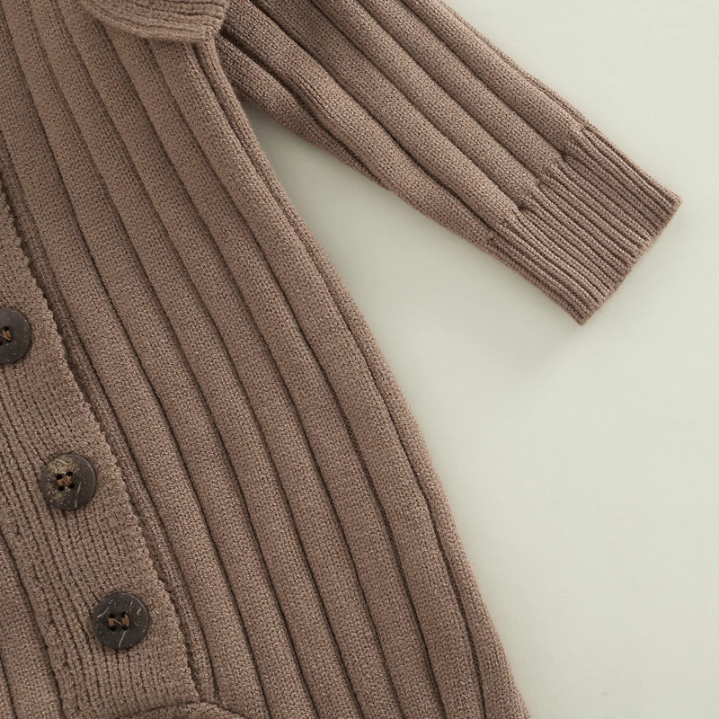 New Winter Baby Girl’s Knitted Long Sleeve Sweater Jumpsuit Fashion Solid Color Round Neck Ruffles Button Warm Romper Outfits