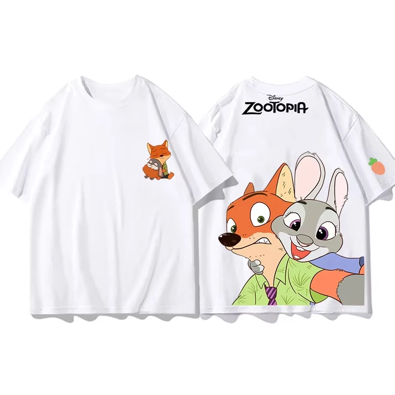 Miniso Zootopia القطن تي شيرت قمة الموضة Y2k التي شيرت الرجال القطن تي شيرت علوي الصيف النساء تي شيرت Y2k زوجين الملابس