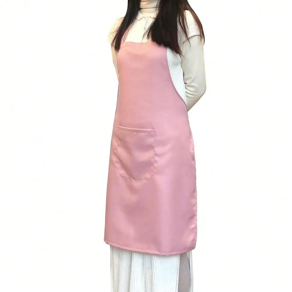 Aprons Mixed Color Apron With Pockets, For Kitchen CooFKing Restaurant BBQ Painting Crafting,OneSize,Pink