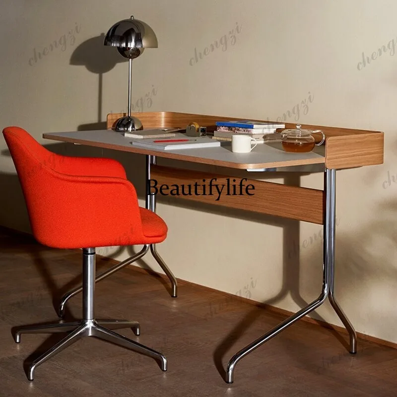 Simple modern Italian desk writing desk small apartment stainless steel desk