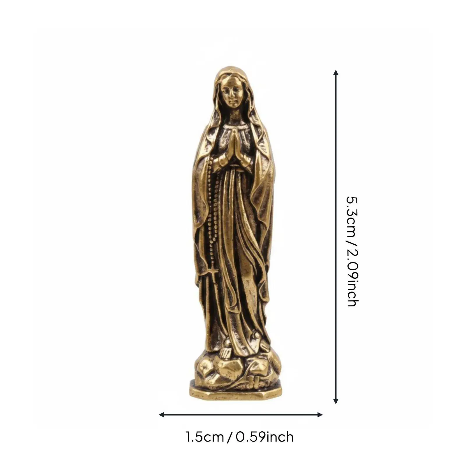 Brass Figurine Sacred Heart Inspired Mini Statue Spiritual Decor for Prayer Corner Bookshelf Desk