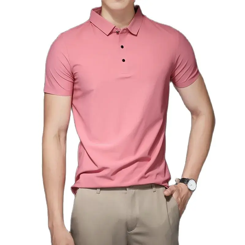 High Quality Para Caballero Seamless Ice Silk Polo Shirt Bussiness Men Casual Hombre Roupas Masculinas Camisa Branca Verano