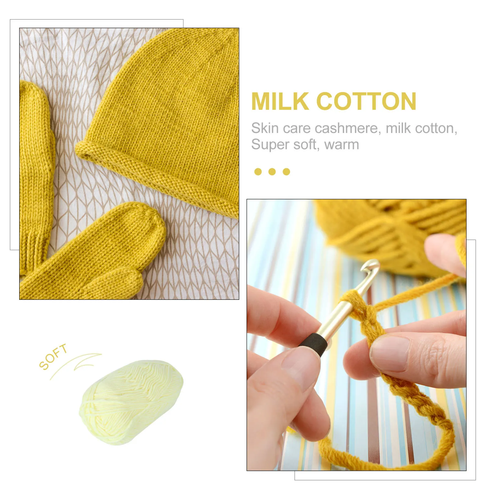 

50g Milk Cotton Yarn Super Soft Skin Care Cashmere Warm for Hats Scarves Shoes DIY Projects Yellow Milk Cotton Yarn