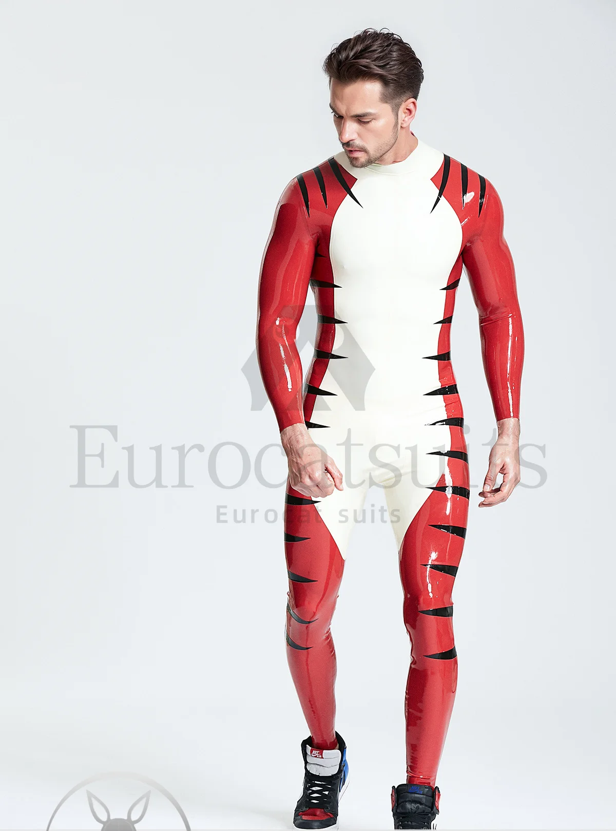 Catsuits in lattice uomo eurocat abiti latex zentai rubber fetish custom clubwear Catsuit maschile \