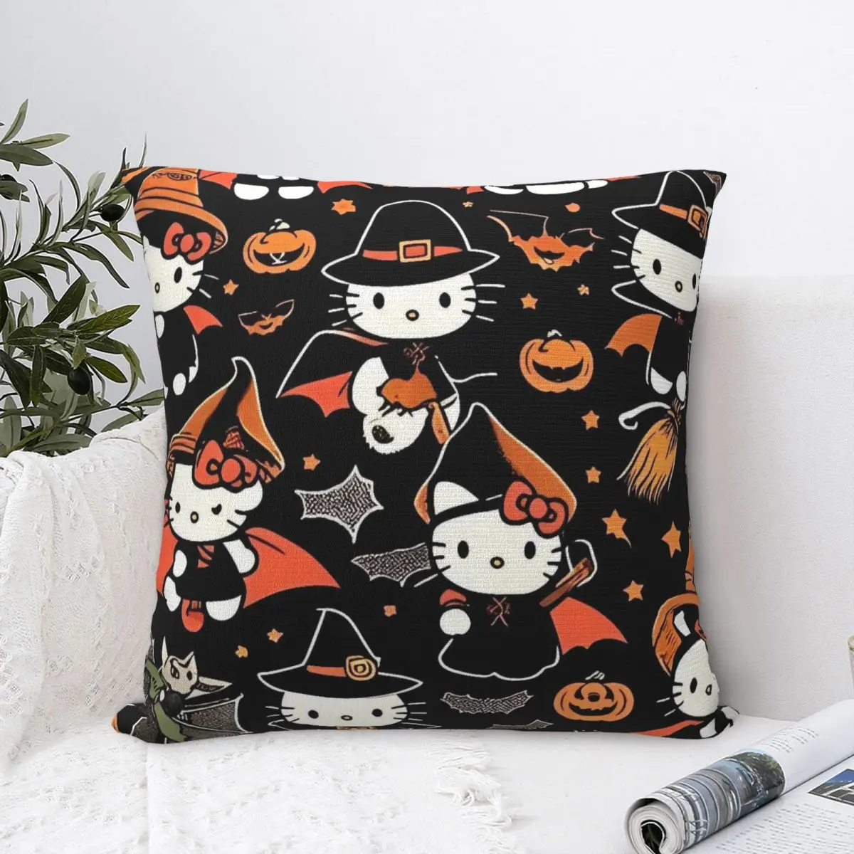 

Hello Kitty Pillow Case Halloween Cushion Cover Soft Custom Pillow Cover Funny Pillowcases For Sofa Home Decoration