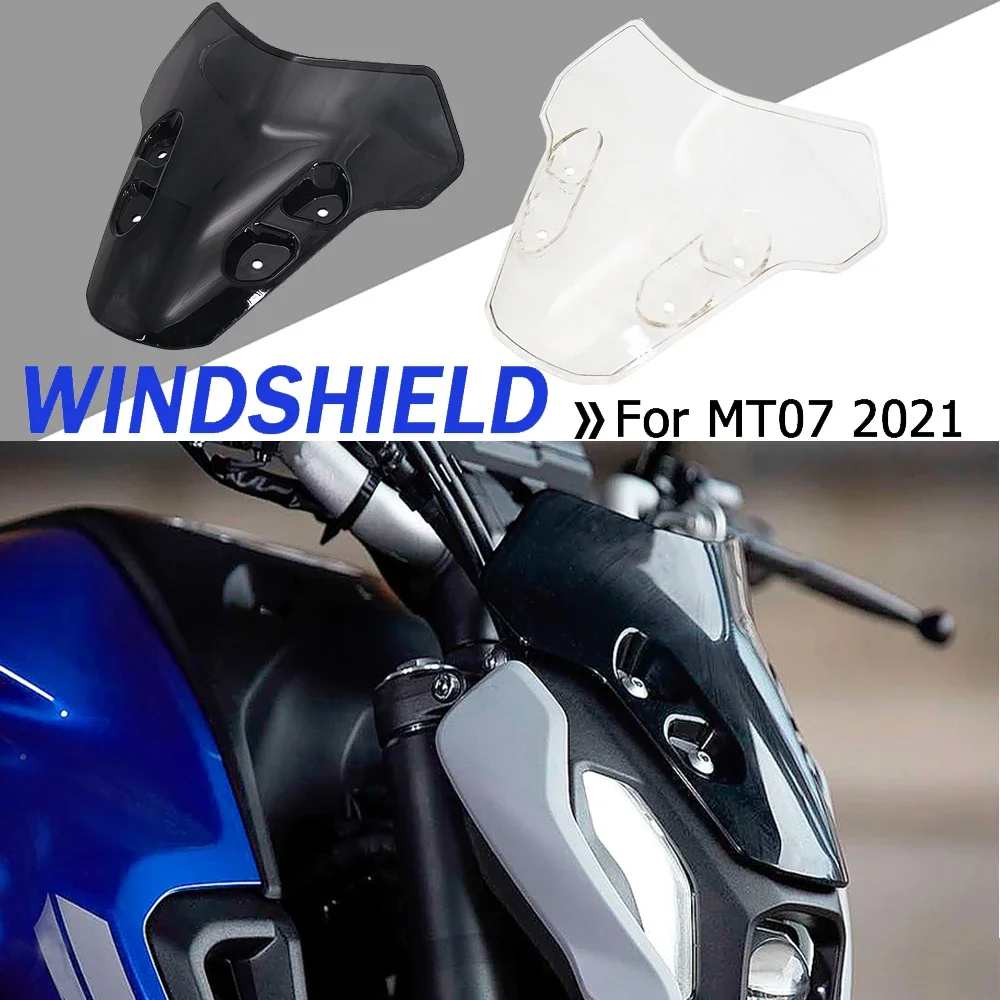 

Motorcycles New Accessories Windshield Windscreen Air Wind Deflector For Yamaha MT-07 MT07 MT 07 mt07 2021 Black and Transparent