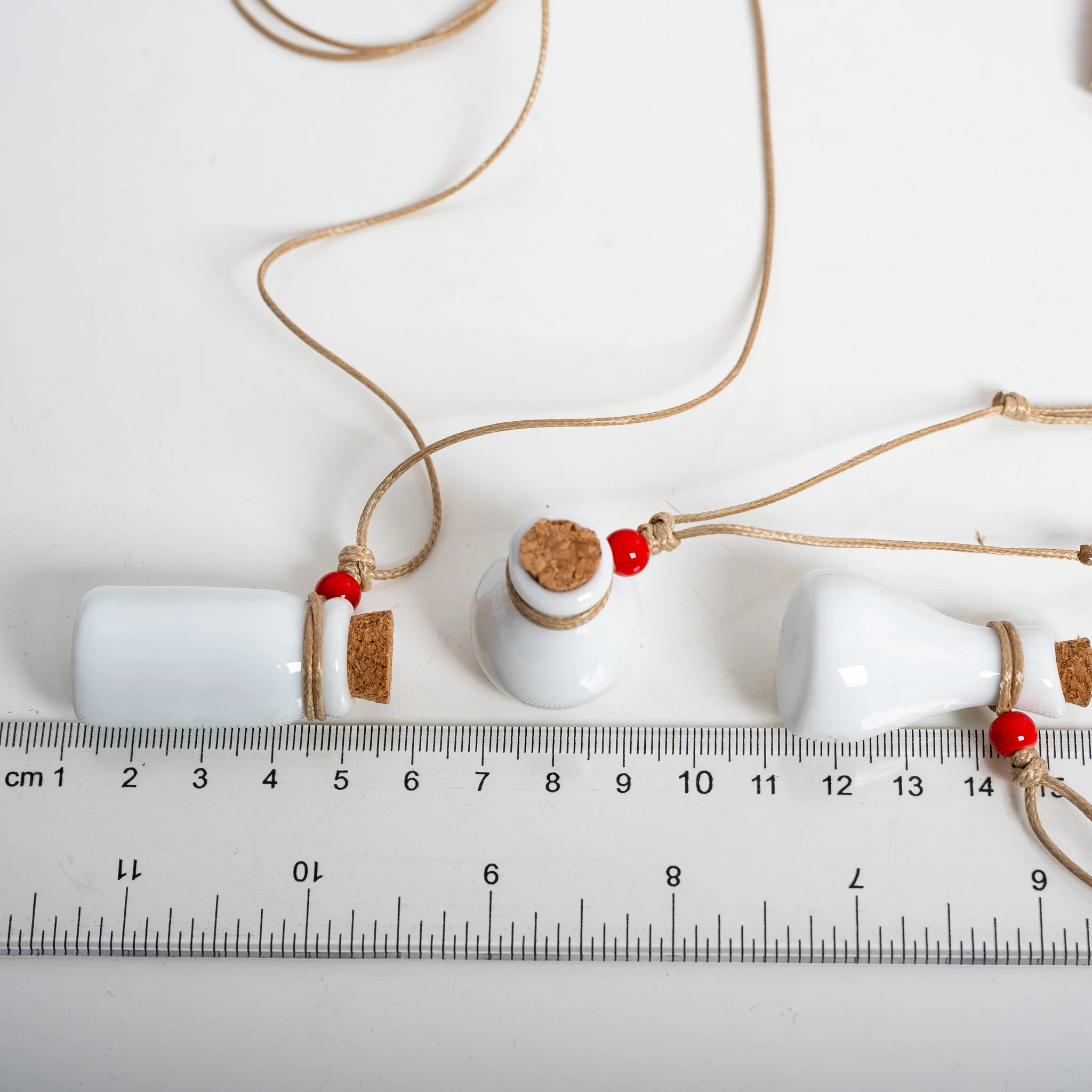 White Ceramic Perfume Bottle Necklace Handmade Adjustable Wax Cord Essential Oil Diffuser Minimalist Aromatherapy Jewelry S03-31