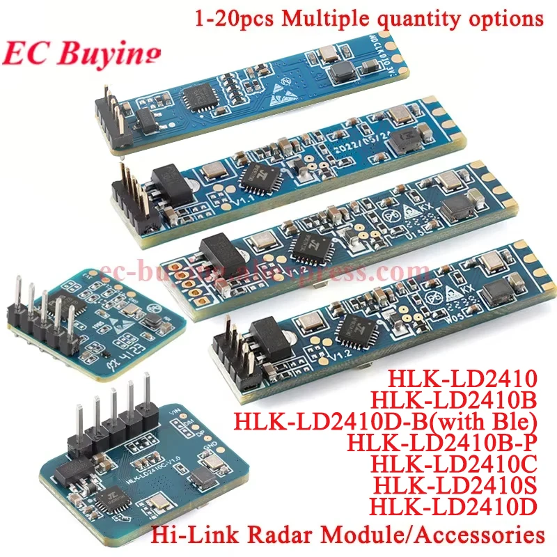 1pc-20Pcs Hi-Link HLK-LD2410C LD2410 LD2410B LD2410D LD2410S 24G Human Presence Sensor Millimeter Wave Radar Module Heartbeat